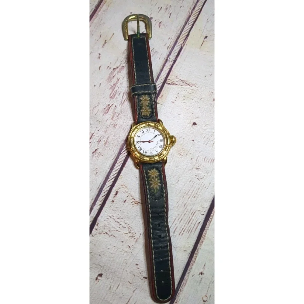 Michel‎ Jordi Vintage 1991 Swiss Made Gold Plated Wrist Watch Genuine Leather